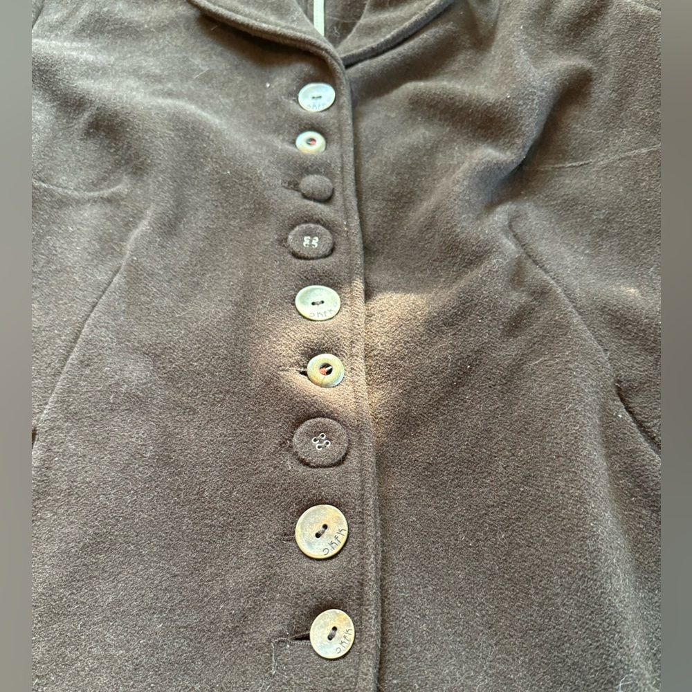 Dark brown Skunkfunk button up wool blend jacket with belt size 5 (L) - Picture 15 of 16